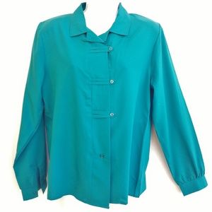 Vintage USA Willow Ridge Blouse Collar Loop Career Work Vintage Union Made Tag M